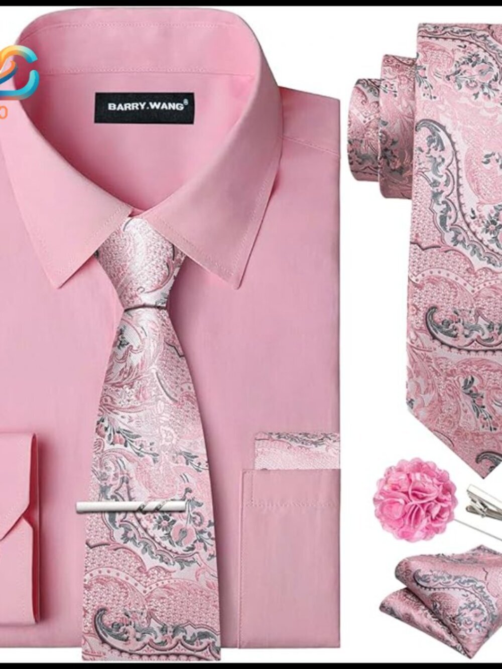 6-Piece Dress Shirt Set with Silk Tie, Cufflinks, and Accessories